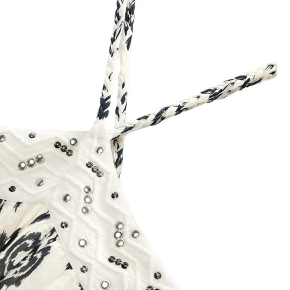 ZARA | Ecru/Blue | PRINTED HALTER DRESS - Picture 4 of 10